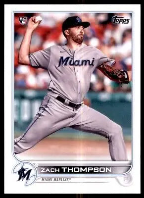 Zach Thompson baseball card from 2022 Topps Rookie Miami Marlins #227, text-align center