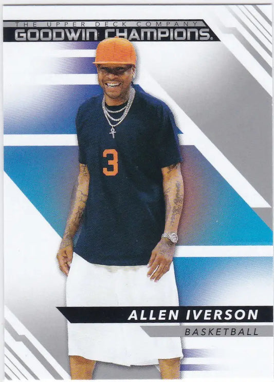 Basketball trading card of Allen Iverson in dark jersey, Upper Deck Goodwin Champions