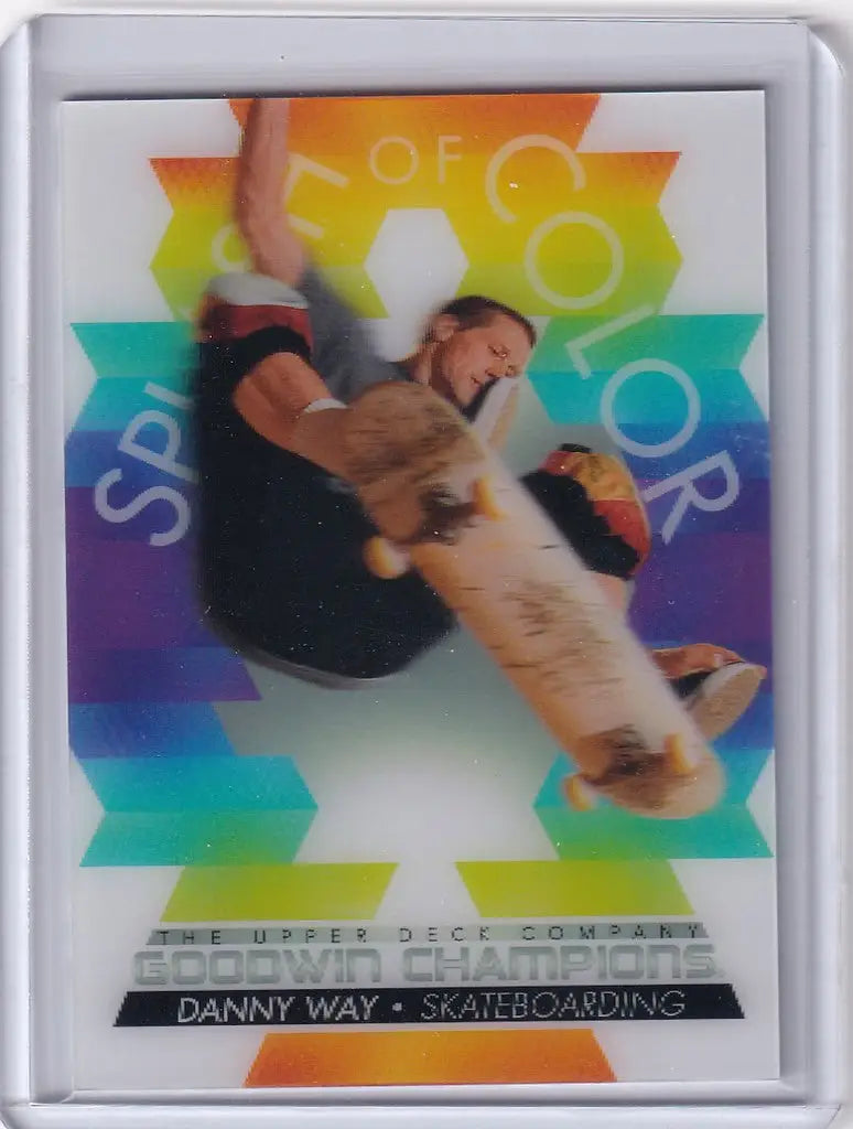 Skateboarder performing a trick on 2022 Upper Deck Goodwin Splash of Color card