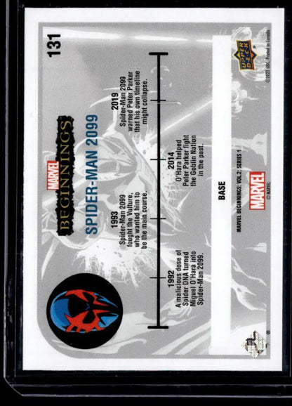 Trading card featuring Spider-Man logo and timeline from Upper Deck Marvel Beginnings Vol. 2