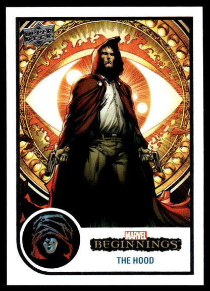 Cloaked figure against a mystical eye design in Marvel Beginnings Vol. 2 artwork