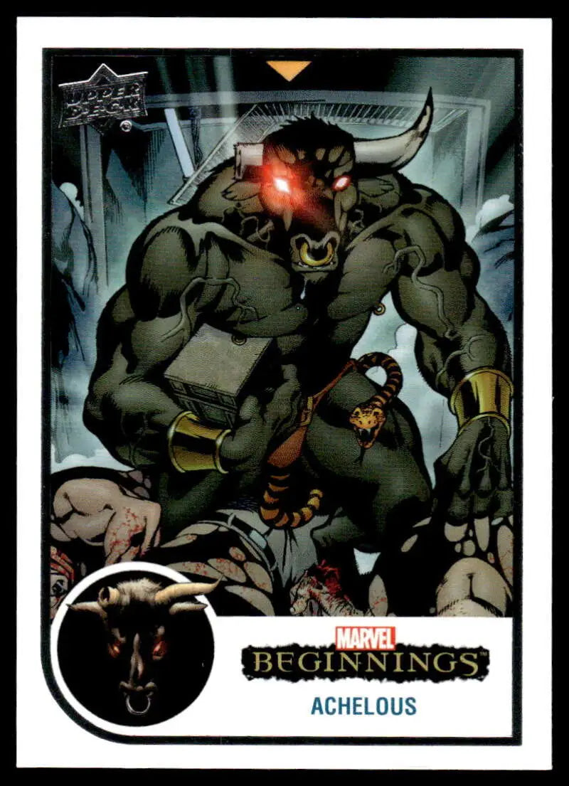 Muscular dark creature with red eyes and horns in Marvel Beginnings Vol 2 card art