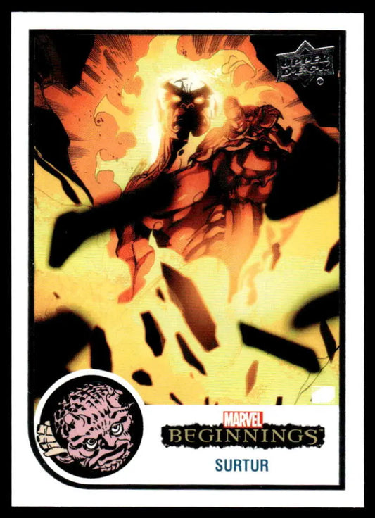 Fiery demonic figure from 2022 Upper Deck Marvel Beginnings Vol explosion illustration