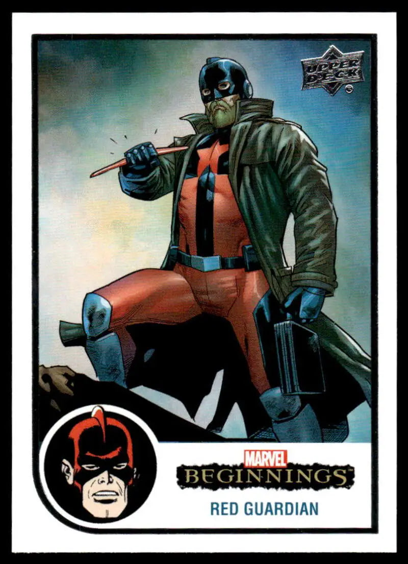 Marvel trading card of Red Guardian in combat stance from Marvel Beginnings Vol 2