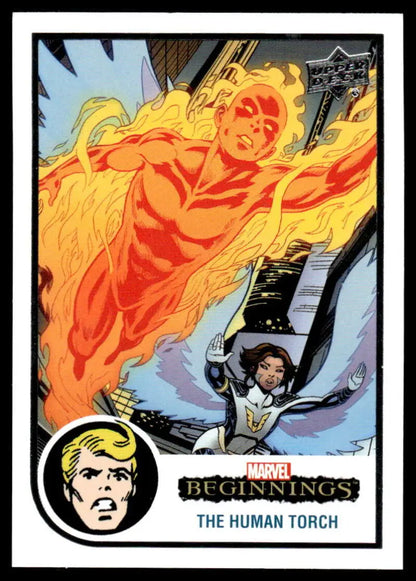 Comic book art panel of Johnny Storm in flames from Upper Deck Marvel Beginnings Vol. 2