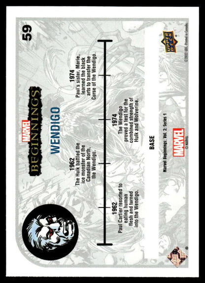 Trading card featuring a timeline chart and circular emblem from Upper Deck Marvel