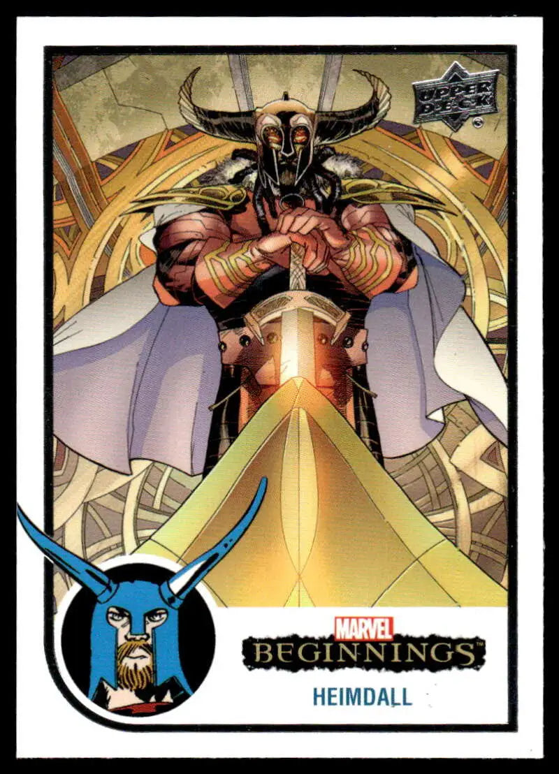 Heimdall trading card from Marvel Beginnings Vol. 2 Series 1 featuring horned armor