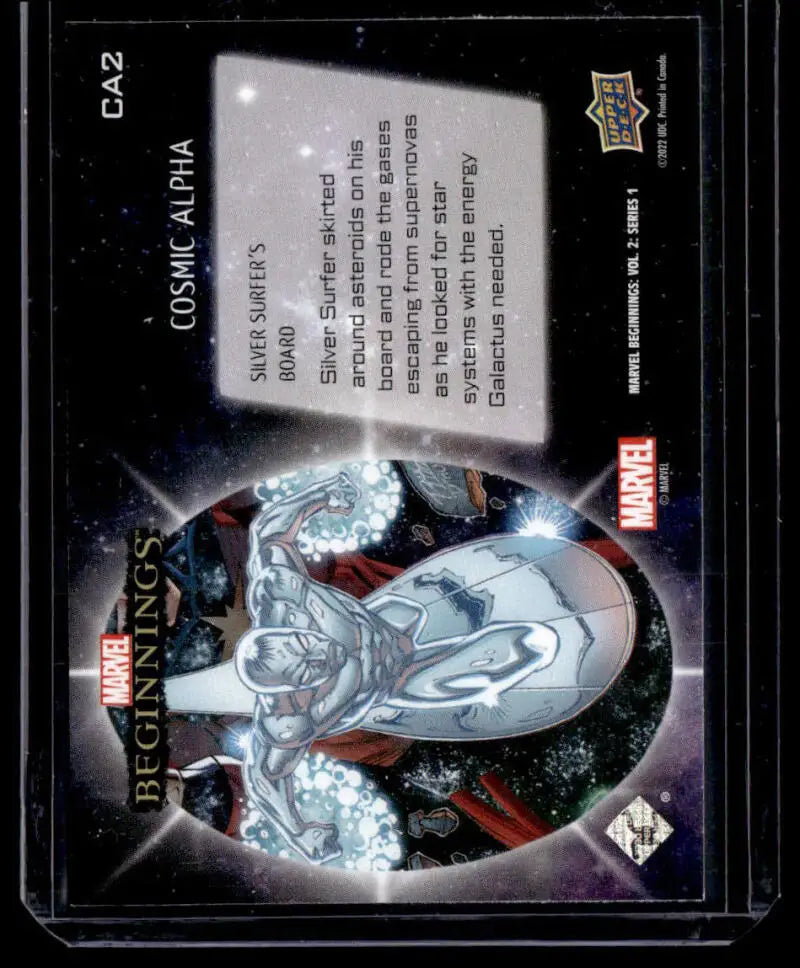 Cosmic-themed silver metallic figure on 2022 Upper Deck Marvel Beginnings Vol card