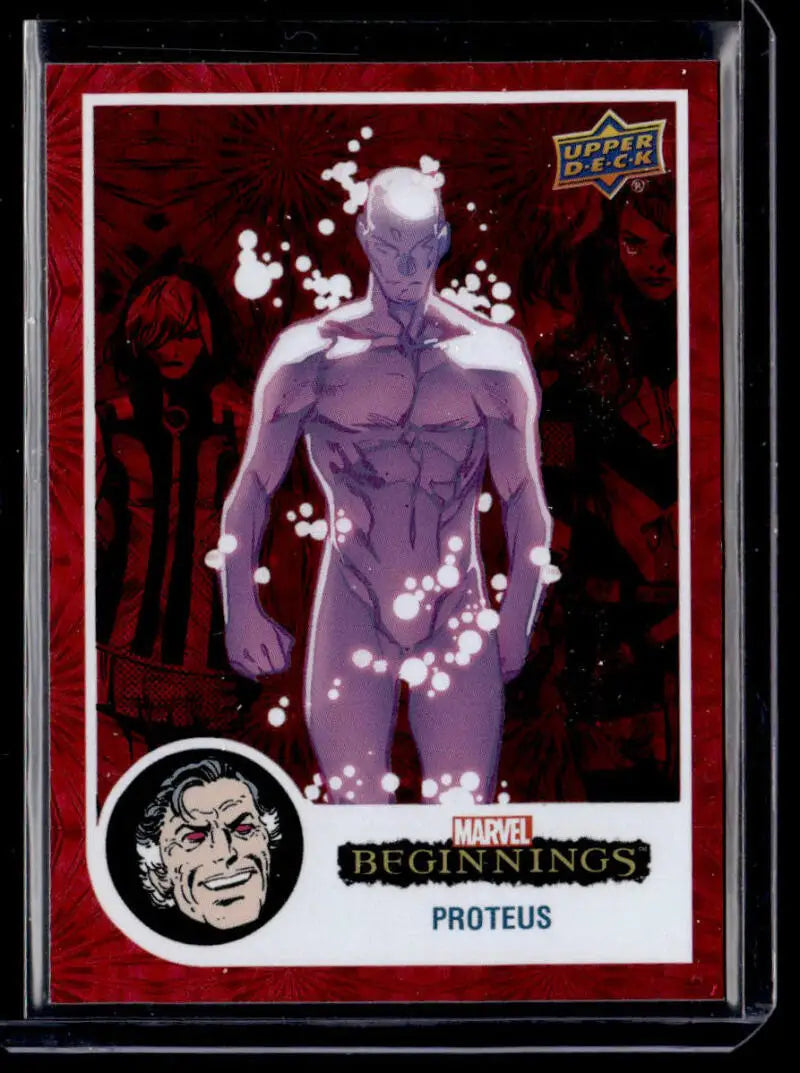 Trading card of Proteus from Upper Deck Marvel Beginnings Vol. 2 with glowing design