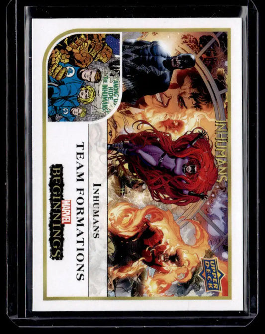 Trading card featuring fantasy artwork of magical characters in combat for Upper Deck Marvel Beginnings