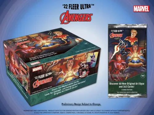 2022 Upper Deck Marvel Fleer Ultra Avengers Hobby Box with card pack and artist autograph card