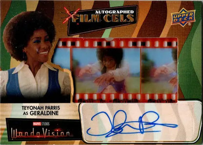 Autographed film cels card featuring film frames and signature from WandaVision TV series