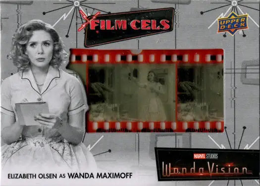 Film cells trading card from WandaVision series featuring Elizabeth Olsen for trading cards