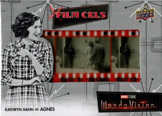 Film cells trading card featuring plaid dress design from WandaVision by Upper Deck