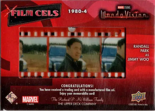 Film cel trading card from Marvel WandaVision with movie film frames collectible