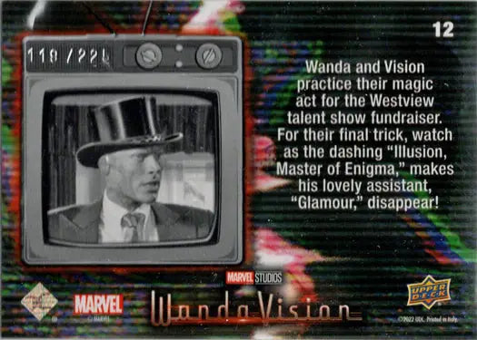 Black and white TV screen depicting vintage magic, featured in Green Vision trading card