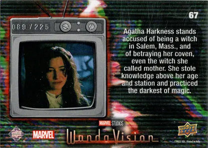 Trading card featuring Green Vision from Marvel Studios WandaVision displayed on retro TV