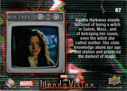 Trading card featuring Green Vision from Marvel’s WandaVision series in black and white