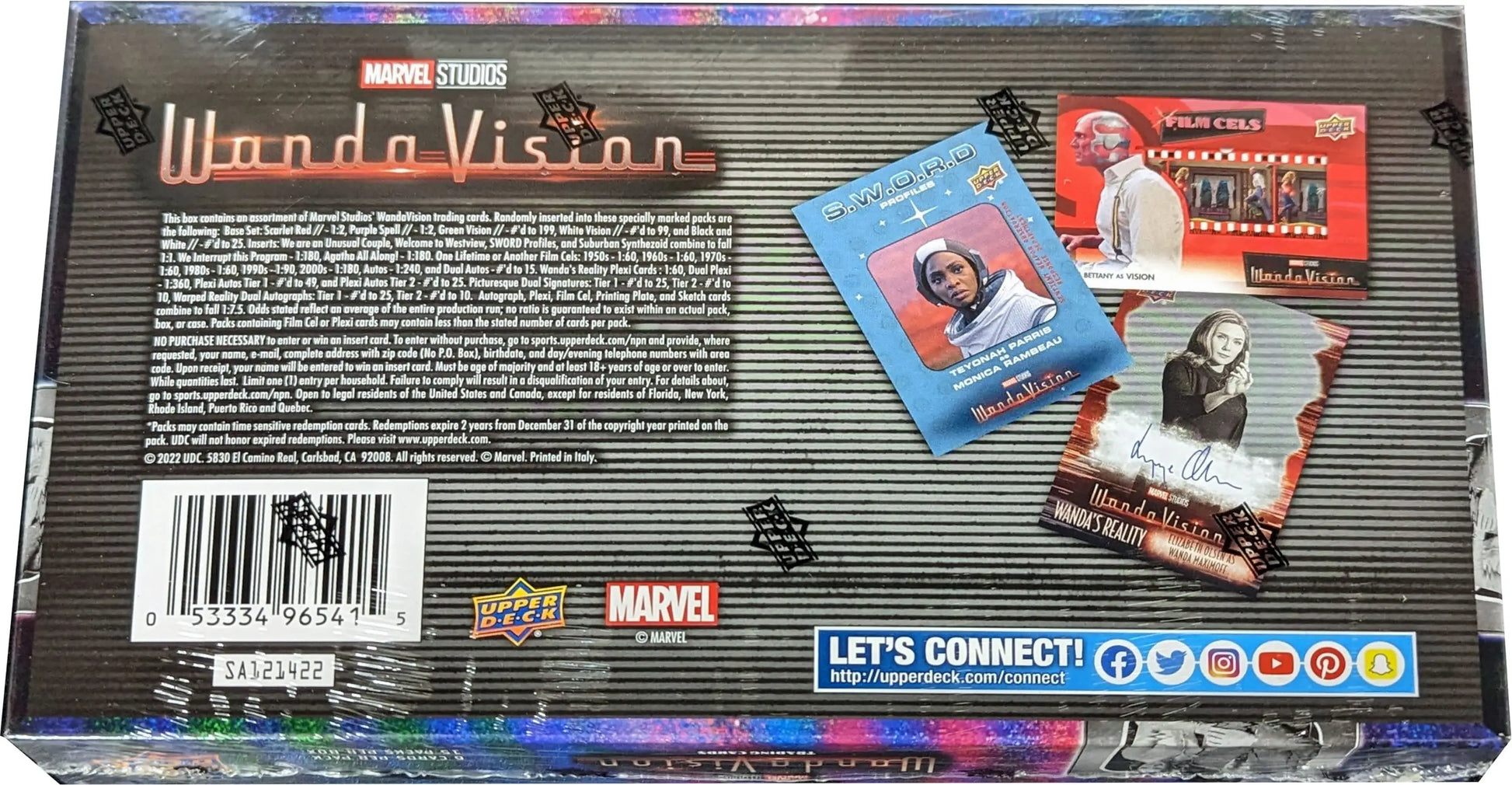 Box for Upper Deck Marvel WandaVision product featuring promotional images from Marvel Studios’ WandaVision