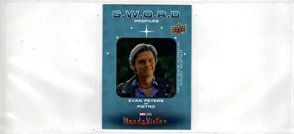 Teal-bordered trading card featuring portrait from 2022 Upper Deck Marvel ten card insert set