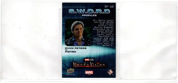 Blue-tinted S.W.O.R.D. trading card from 2022 Upper Deck Marvel ten card insert set