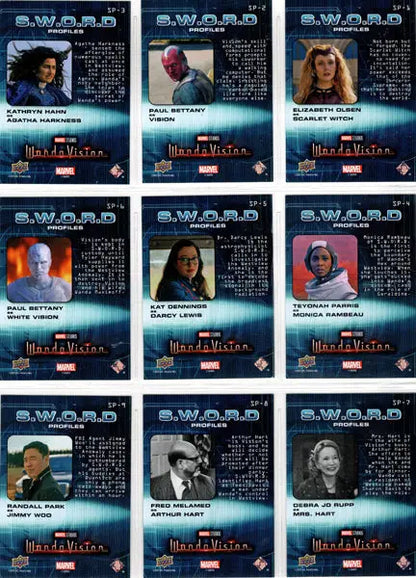 Collection of S.W.O.R.D. personnel trading cards from 2022 Upper Deck insert set