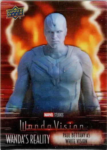 Ghostly blue-white figure in flames on 2022 Upper Deck Marvel WandaVision trading card