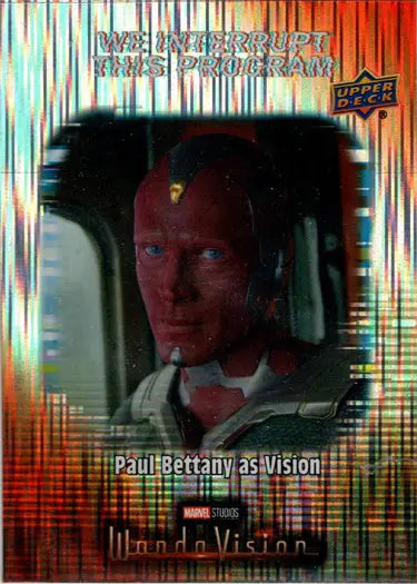 Trading card of Vision from WandaVision with holographic border, Program Chase Card WE-1