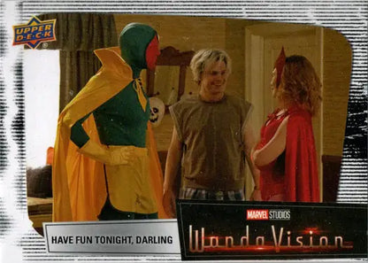 Halloween scene trading card featuring White Vision from Marvel’s WandaVision series