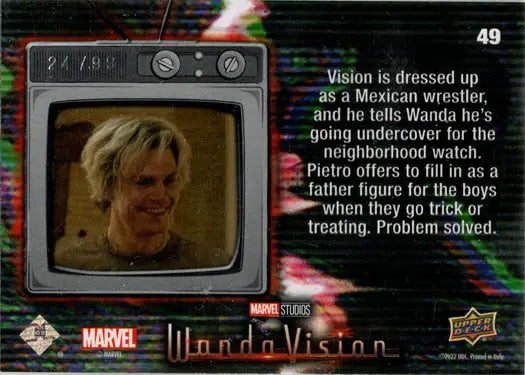 Trading card featuring White Vision from WandaVision’s Halloween episode scene