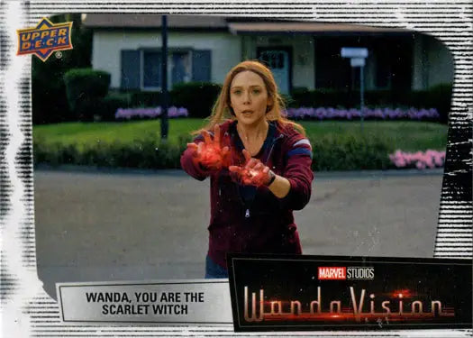 Marvel’s WandaVision trading card featuring White Vision with glowing red energy effects