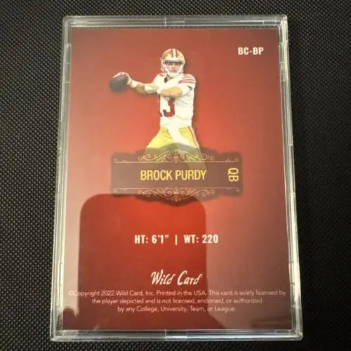 Brock Purdy football card from 2022 Wild Card Football San Francisco 49ers Rookie NFL