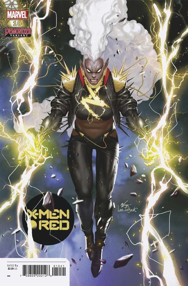 Superhero character with lightning and smoke effects on X-Men Red #10 trading card variant