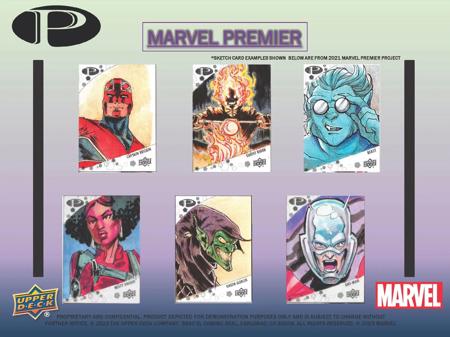 Collection of Upper Deck Marvel Premier trading cards featuring superheroes and villains