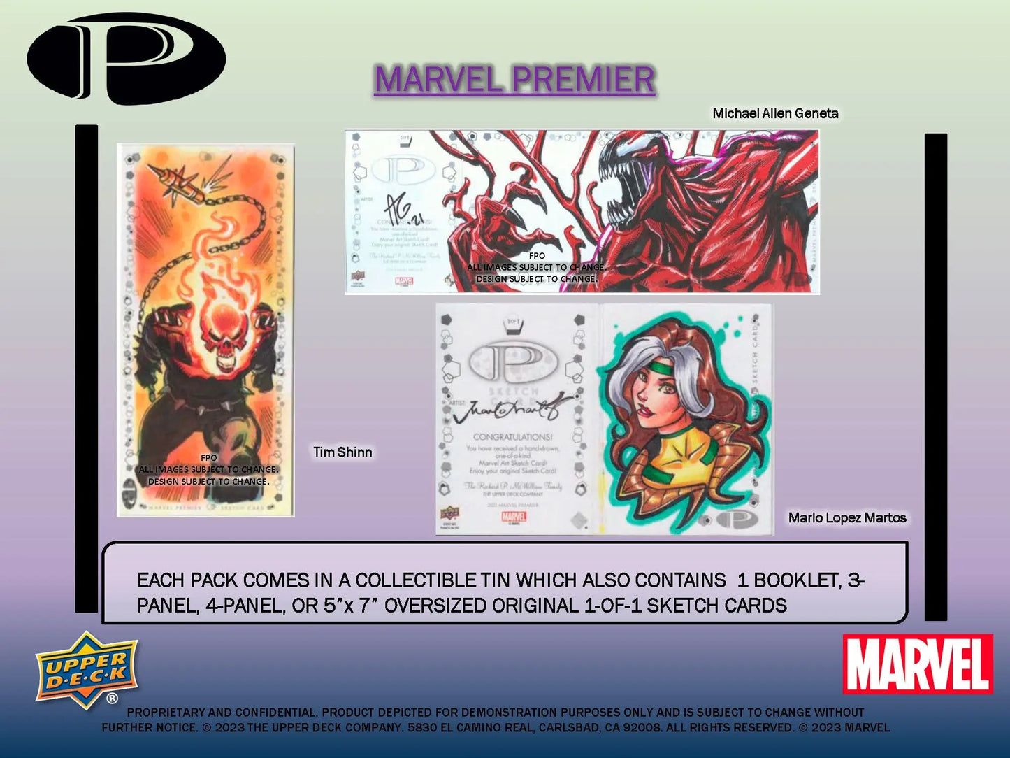 Marvel Premier trading cards collection in 2023 Upper Deck Marvel sealed hobby tin box