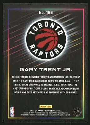 2023-24 Panini Recon Holo #166 Gary Trent Jr Toronto Raptors Basketball Card NM-MT