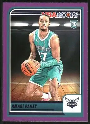 Amari Bailey 2023-24 Hoops Purple #267 Rookie Basketball Card for Charlotte Hornets