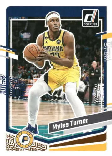 Myles Turner basketball card, 2023-24 Donruss #12, original gloss, Simply Sandoval