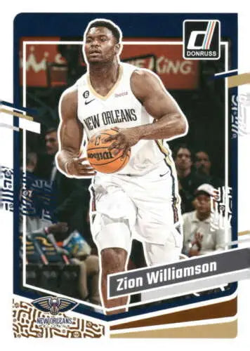 Zion Williamson basketball card with original gloss from 2023-24 Donruss NM-MT Pelicans