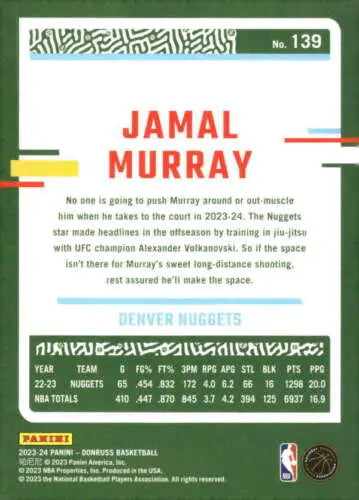 Jamal Murray basketball card from 2023-24 Donruss, original gloss by Simply Sandoval