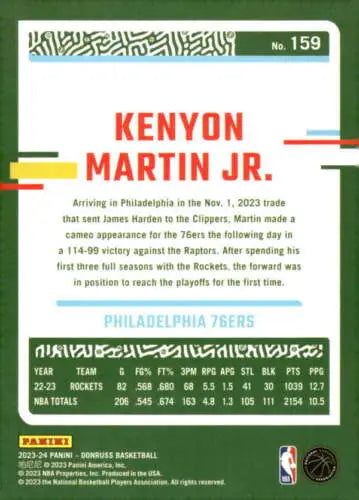 Kenyon Martin Jr. basketball card 2023-24 Donruss #159 original gloss Simply Sandoval