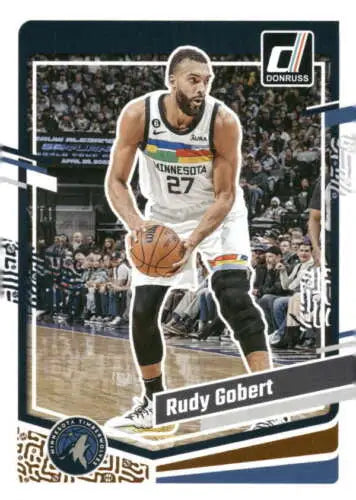 Rudy Gobert basketball card with original gloss from 2023-24 Donruss Timberwolves