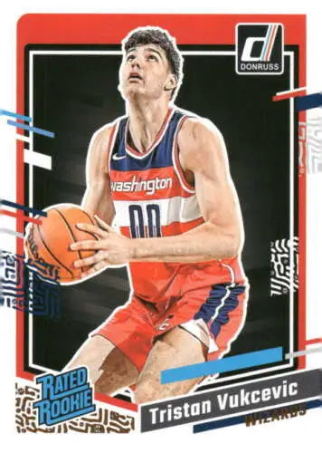 Basketball trading card 2023-24 Donruss Tristan Vukcevic Rookie Wizards original gloss