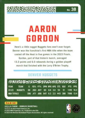 2023-24 Donruss Aaron Gordon basketball card NM-MT with original gloss by Simply Sandoval