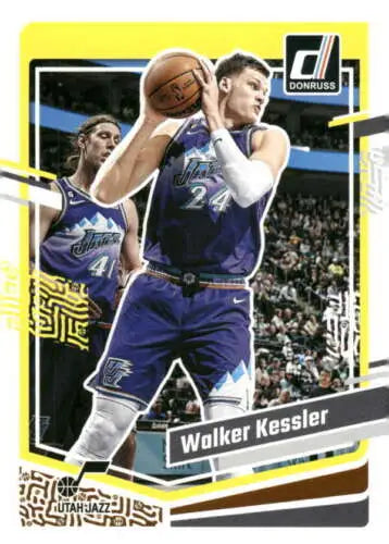 Walker Kessler basketball card in original gloss from 2023-24 Donruss NM-MT Jazz