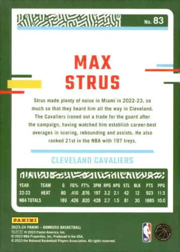 Max Strus basketball card from 2023-24 Donruss with original gloss for Cavaliers collectors