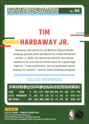 Tim Hardaway Jr. basketball card from 2023-24 Donruss NM-MT with original gloss