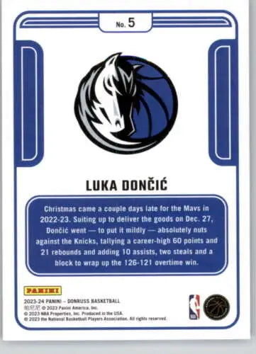 Luka Dončić basketball card from 2023-24 Donruss Complete Players with original gloss