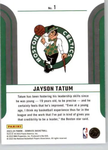 Jayson Tatum basketball card from 2023-24 Donruss Franchise Features with original gloss