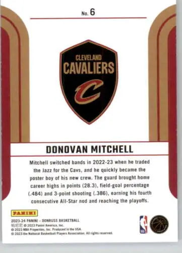 Donovan Mitchell basketball card in 2023-24 Donruss Franchise Features with original gloss